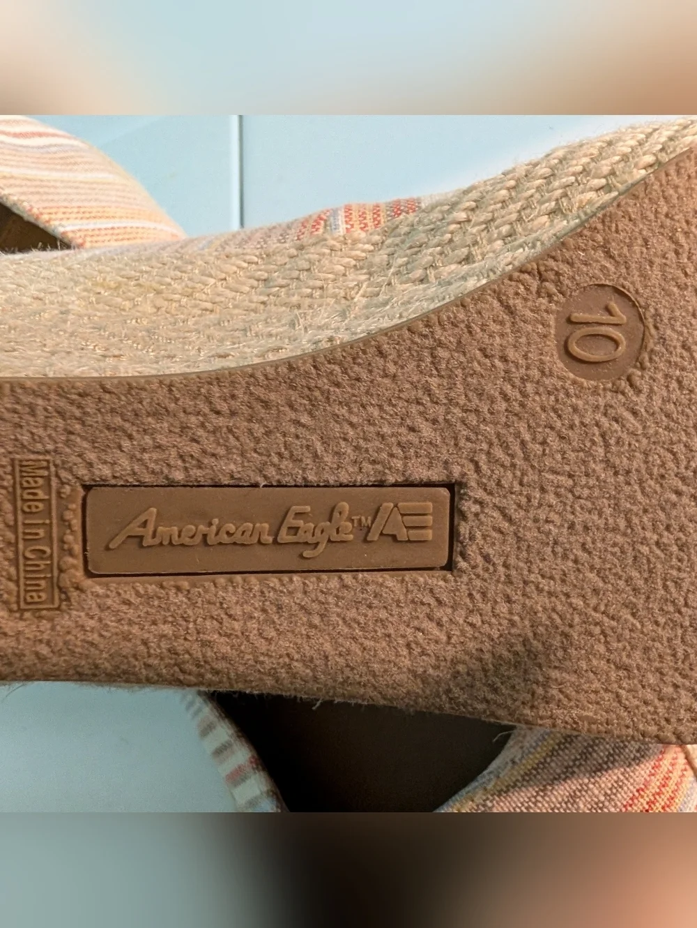 NWOT American Eagle Outfitters Peach & Cream Striped Espadrille Flats Size 10